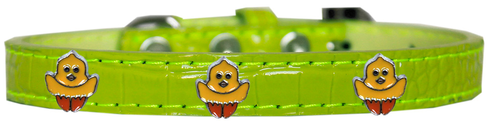 Chickadee Widget Croc Dog Collar Lime Green Size 14